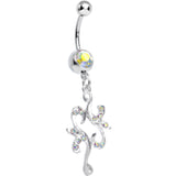 Aurora Gem Twisted Separate Heart Dangle Belly Ring