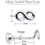 20 Gauge Gleaming Infinity Symbol Nose Screw