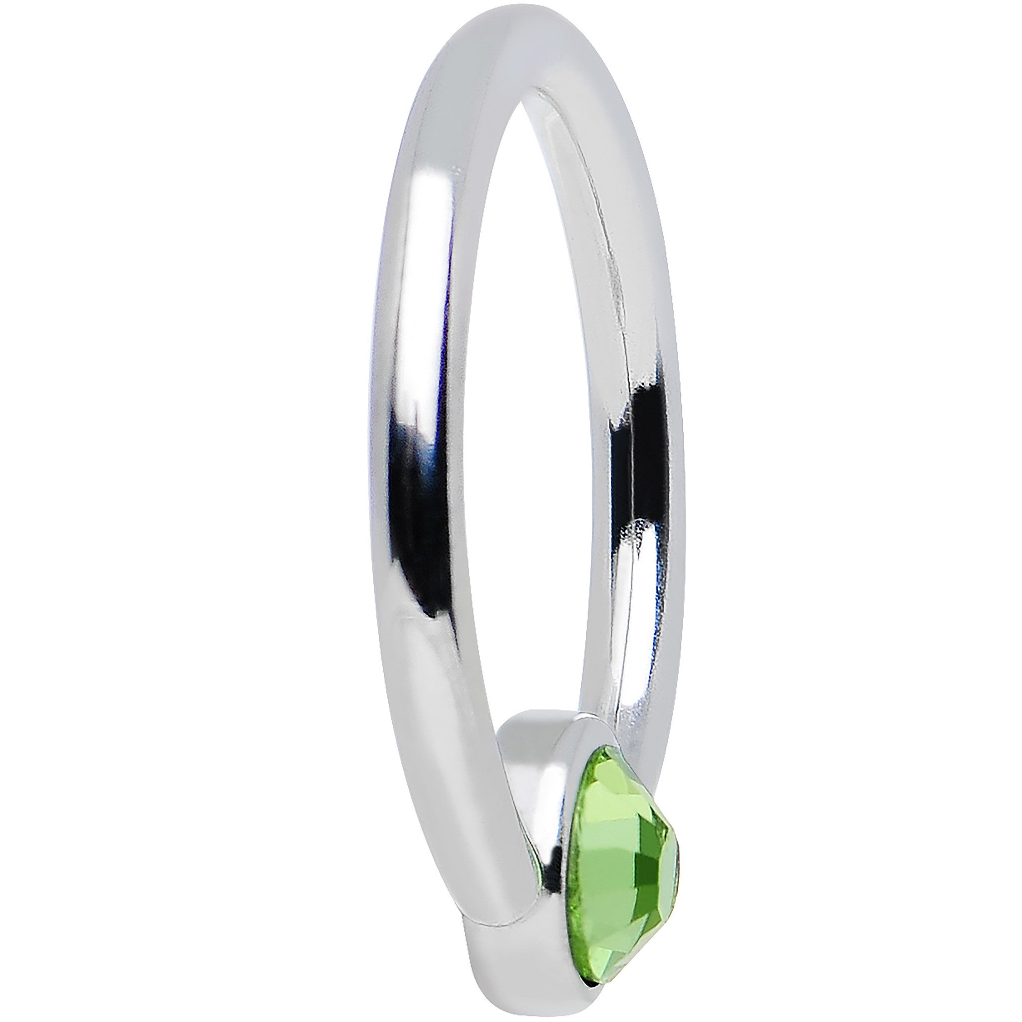 16G 3/8 Aqua Gem Steel BCR Captive Ring 4mm Flat Disc