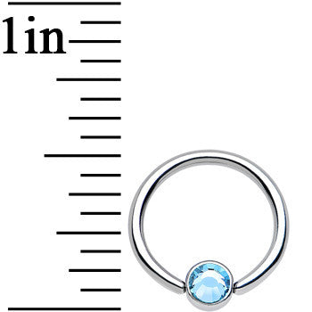 16G 3/8 Aqua Gem Steel BCR Captive Ring 4mm Flat Disc