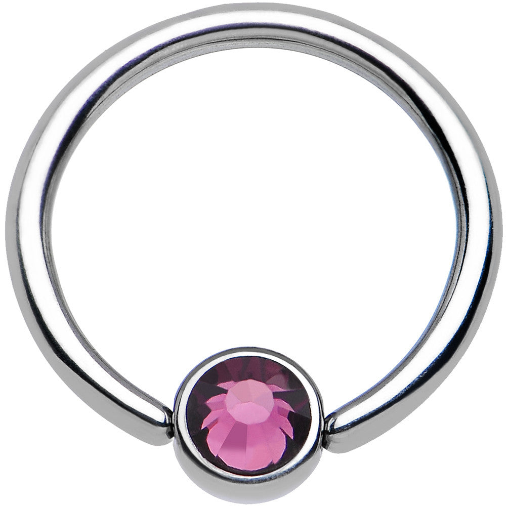 16G 3/8 Purple Gem Disc Titanium BCR Captive Ring