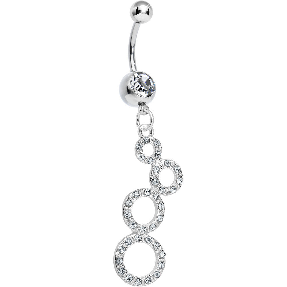 Clear Gem Paved Double Eight Dangle Belly Ring