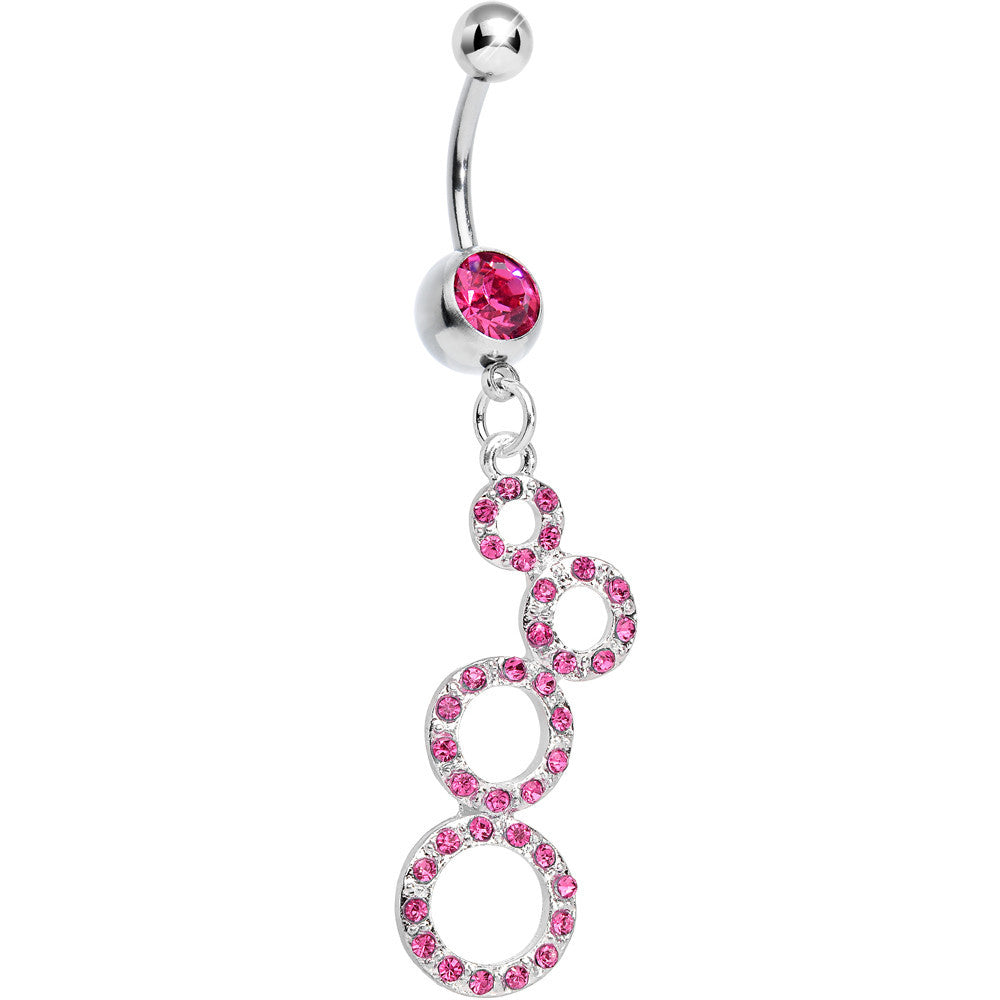 Pink Gem Paved Double Eight Dangle Belly Ring