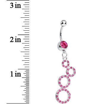 Pink Gem Paved Double Eight Dangle Belly Ring