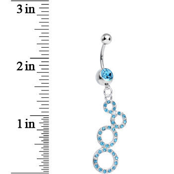 Aqua Gem Paved Double Eight Dangle Belly Ring