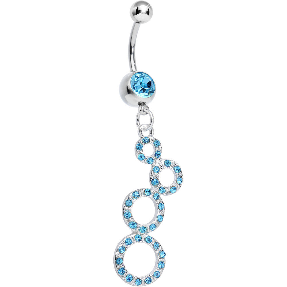Aqua Gem Paved Double Eight Dangle Belly Ring
