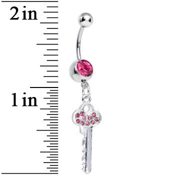 Pink Gem Jazzy Glam Key Dangle Belly Ring
