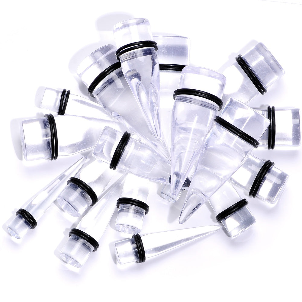 00 Gauge to 1 inch 18 Piece Clear Acrylic Ear Stretching Taper Kit