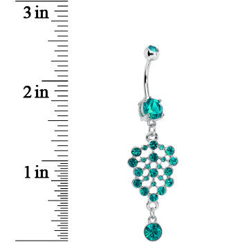 Teal Blue Gem Pool of Sparkle Dangle Belly Ring