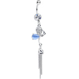 Clear Crystal Blue Butterfly Fairy Dangle Belly Ring