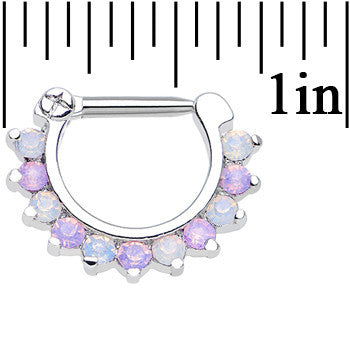 14 Gauge 5/16 Alluring Faux Opal Sparkling Gem Septum Clicker