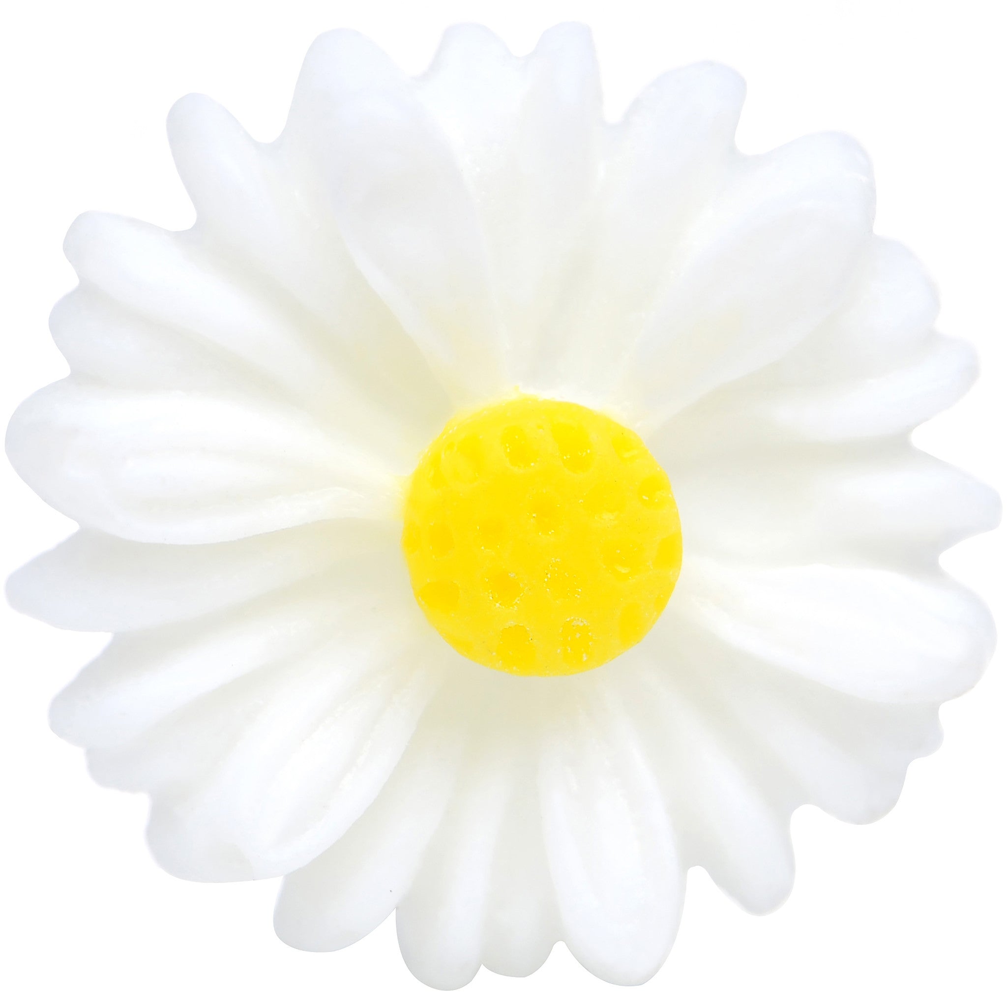 0 Gauge White Acrylic White Daisy Flower Single Flare Plug