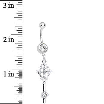 Crystalline Gem Key to Faith Cross Dangle Belly Ring