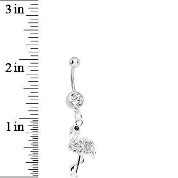 Crystalline Gem Ready to Party Flamingo Dangle Belly Ring
