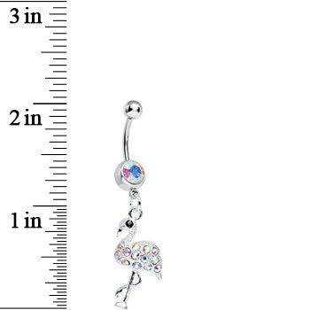 Aurora Gem Ready to Party Flamingo Dangle Belly Ring