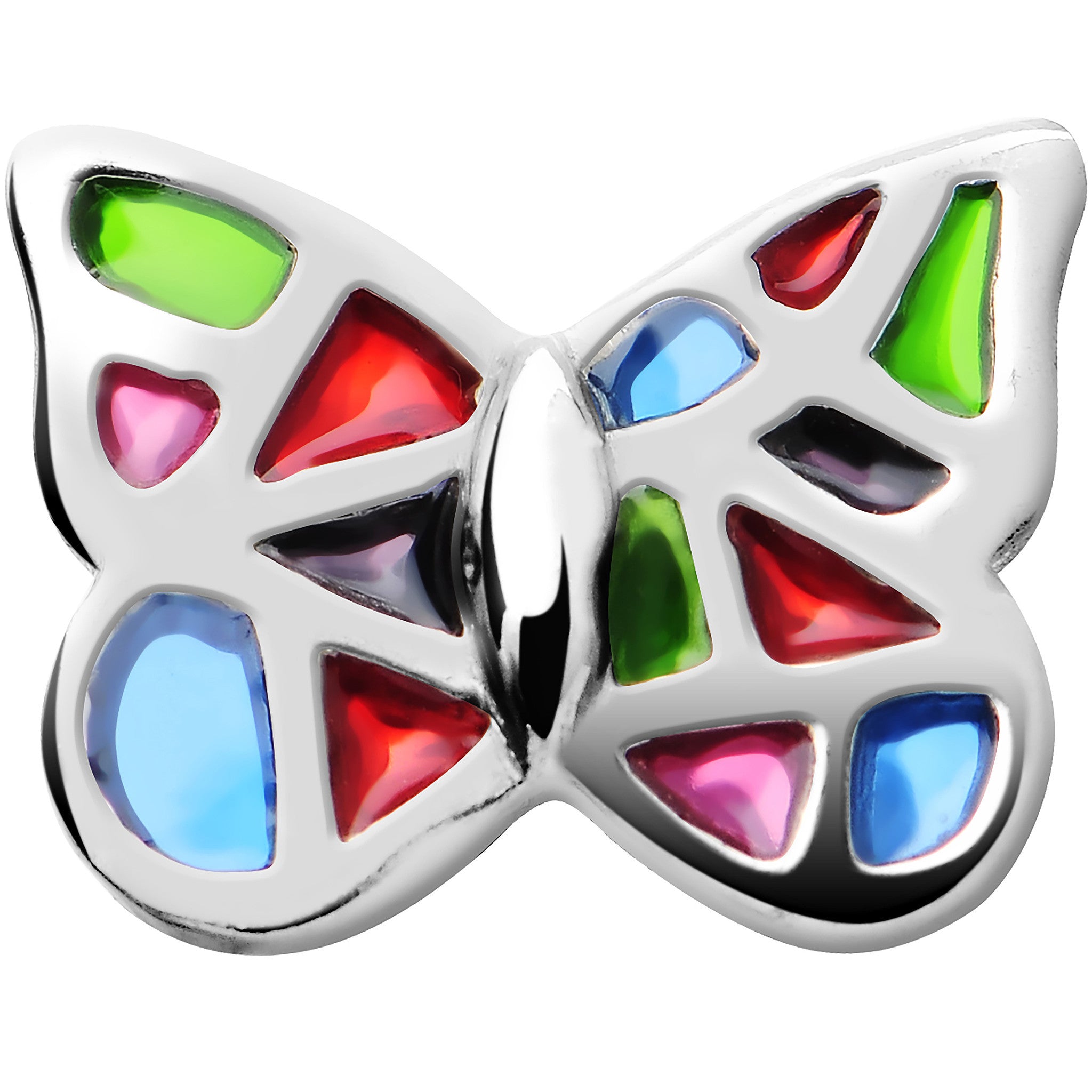 Silver 925 Multi Mosaic Butterfly Cartilage Tragus Earring