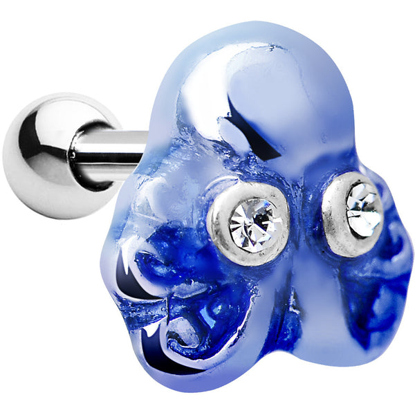Silver 925 Clear Gem Blue Octopus Cartilage Tragus Earring