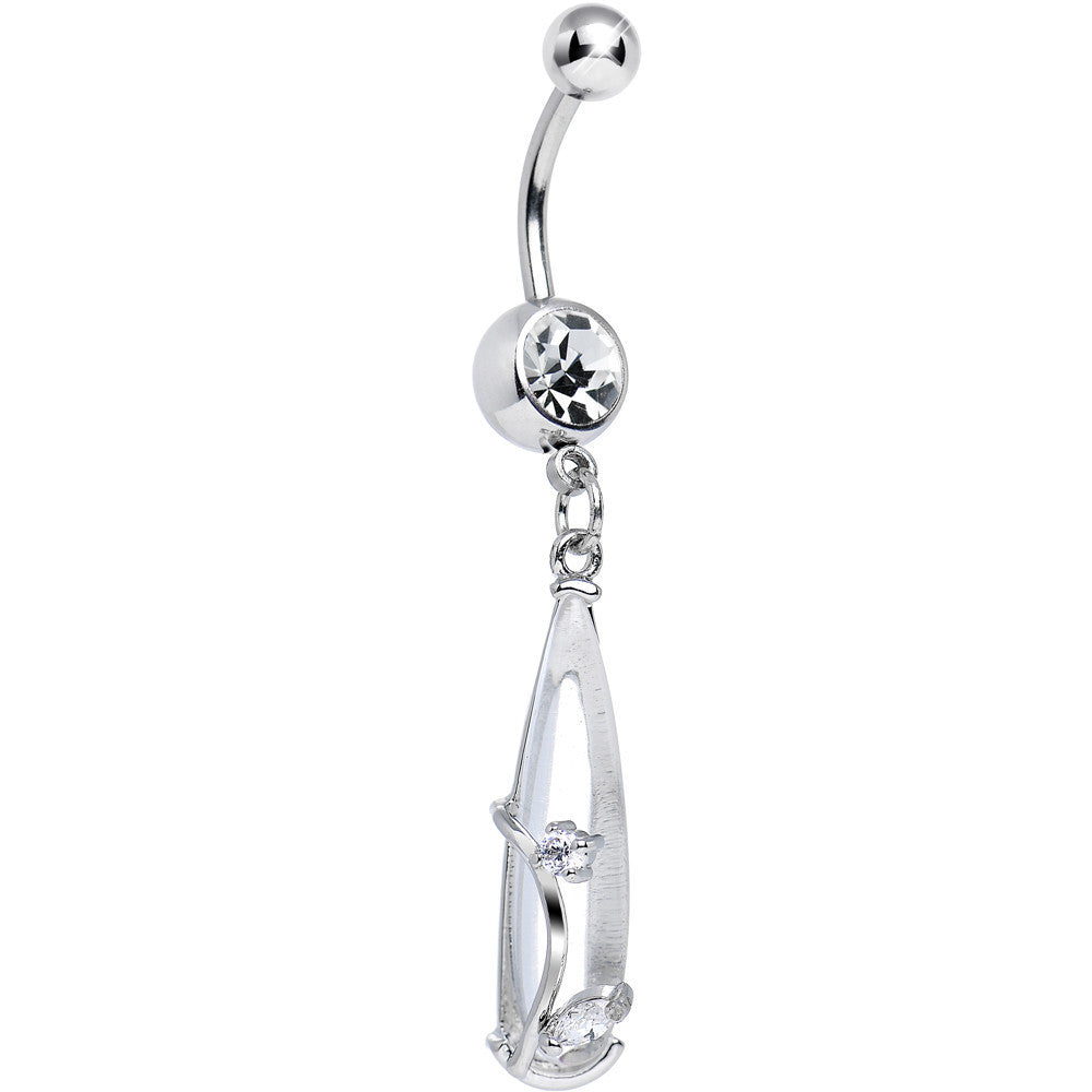 Clear CZ Clear Wine Lover's Bottle Dangle Belly Ring