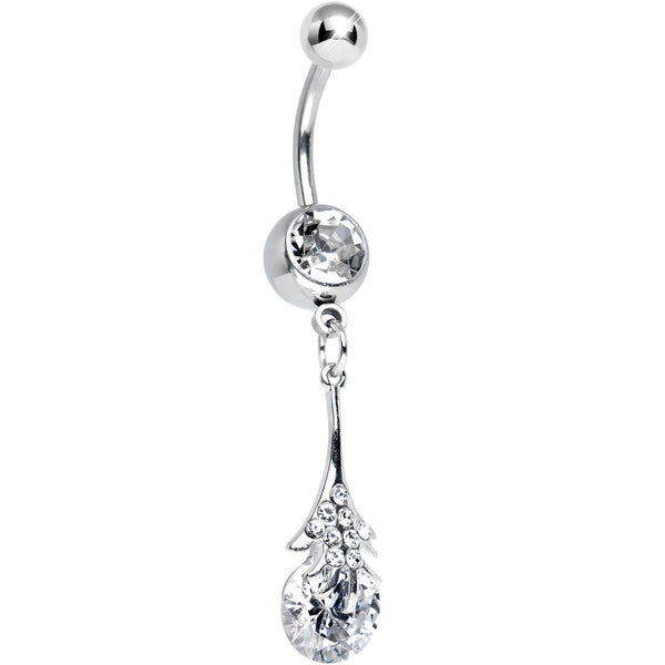 Clear CZ Magical Wand Dangle Belly Ring