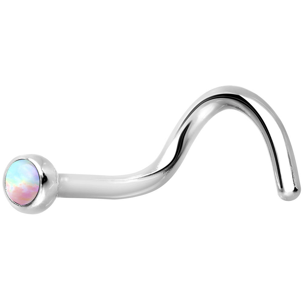 18 Gauge White Synthetic Opal Stainless Steel Nose Screw