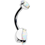 Double White Synthetic Opal Internally Threaded Belly Ring 3/8