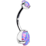 Double Light Purple Synthetic Opal Internally Threaded Belly Ring 7/16