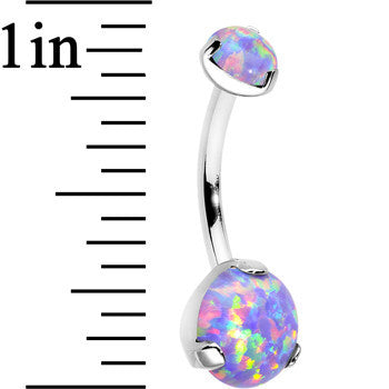 Double Light Purple Synthetic Opal Internally Threaded Belly Ring 7/16