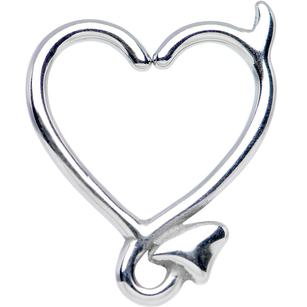 16 Gauge 3/8 Steel Devil Heart Closure Daith Cartilage Tragus Earring