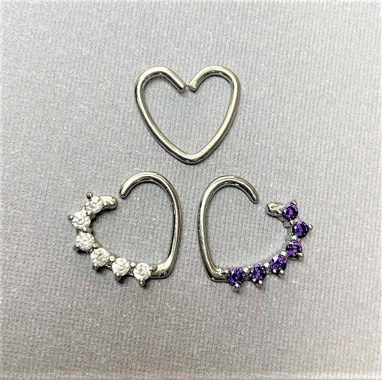 16 Gauge Stainless Steel Hollow Heart Daith Dartilage Closure Ring