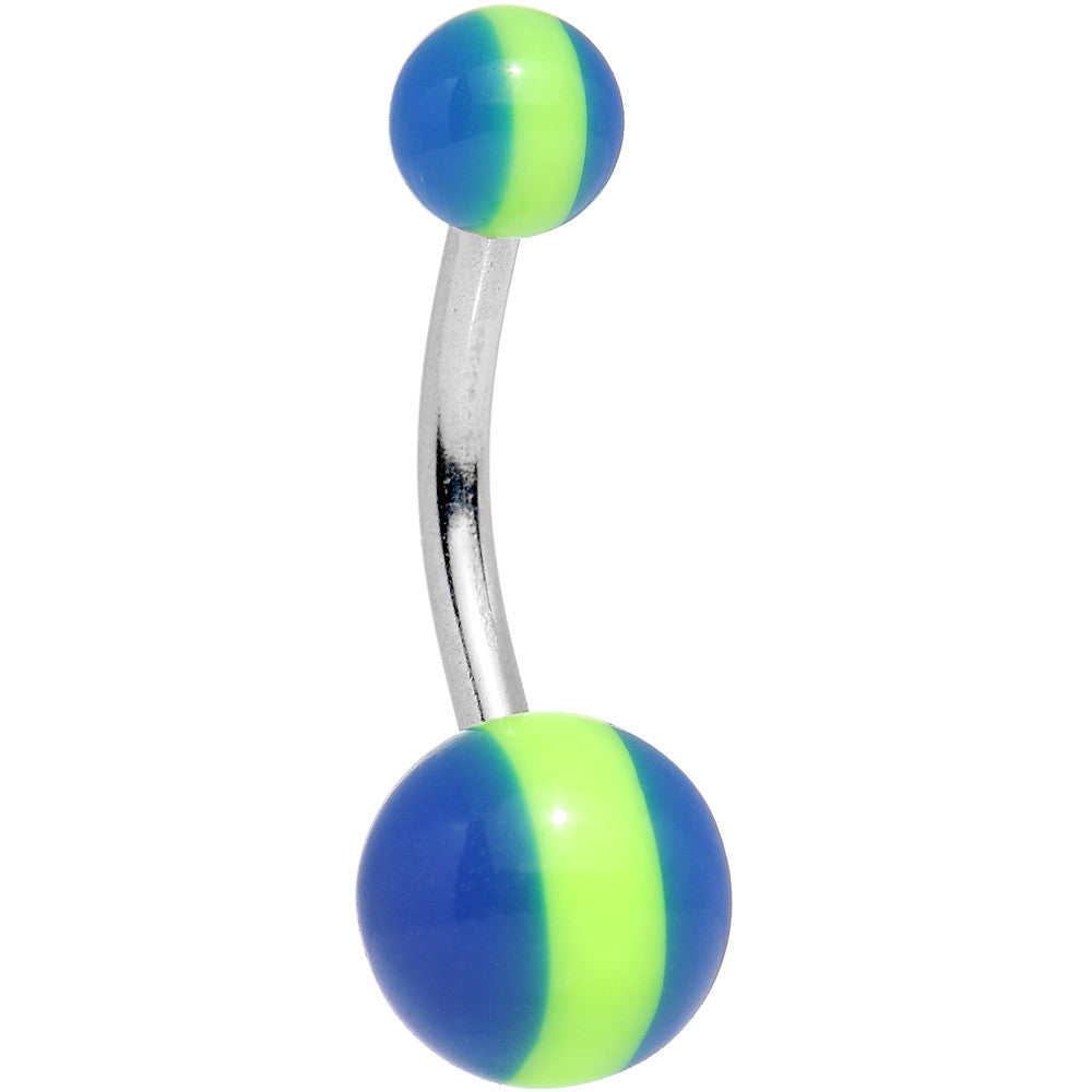 Green Blue Acrylic Striped Candy Belly Ring