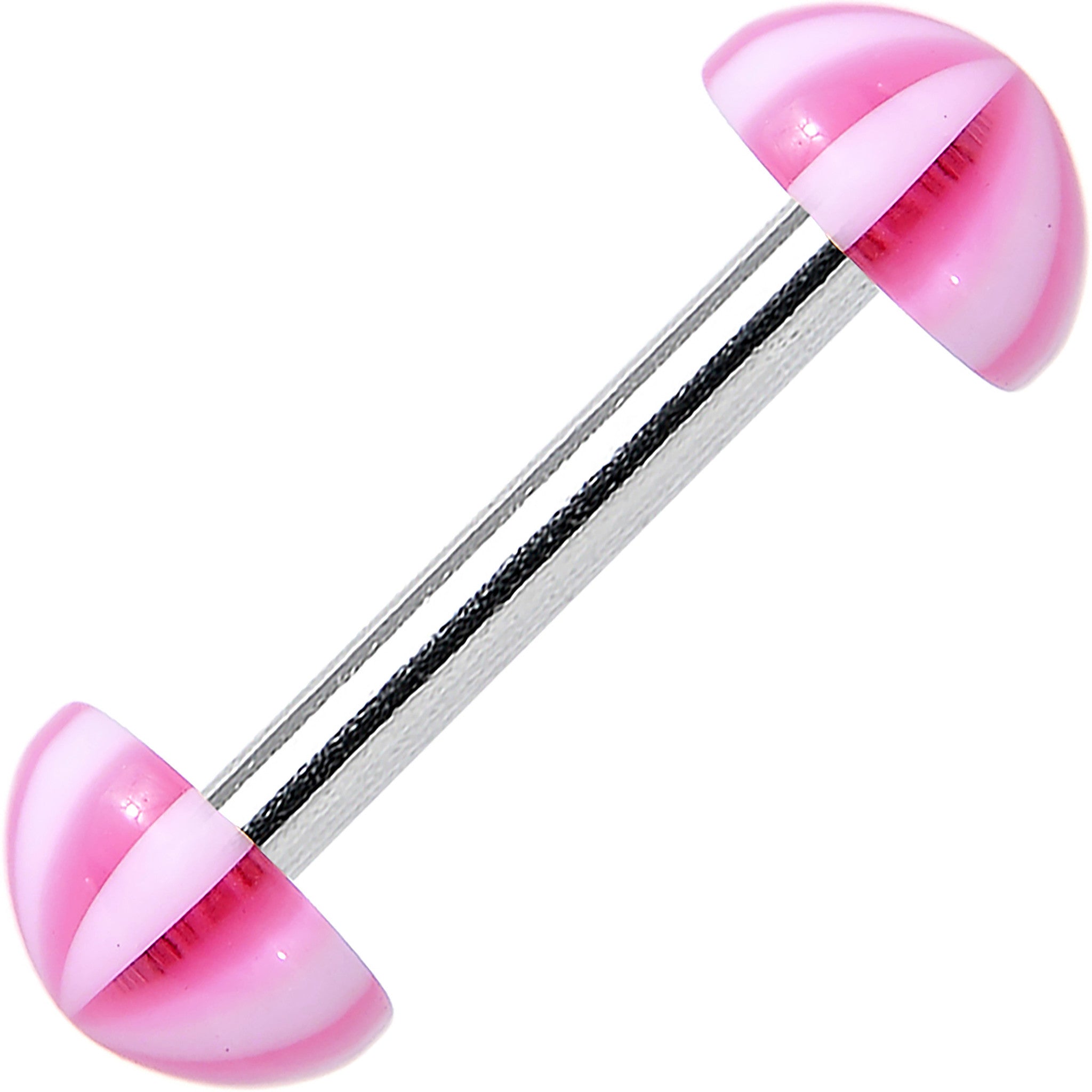 16 Gauge Pink White Acrylic Peppermint Love Barbell Eyebrow Ring 5/16