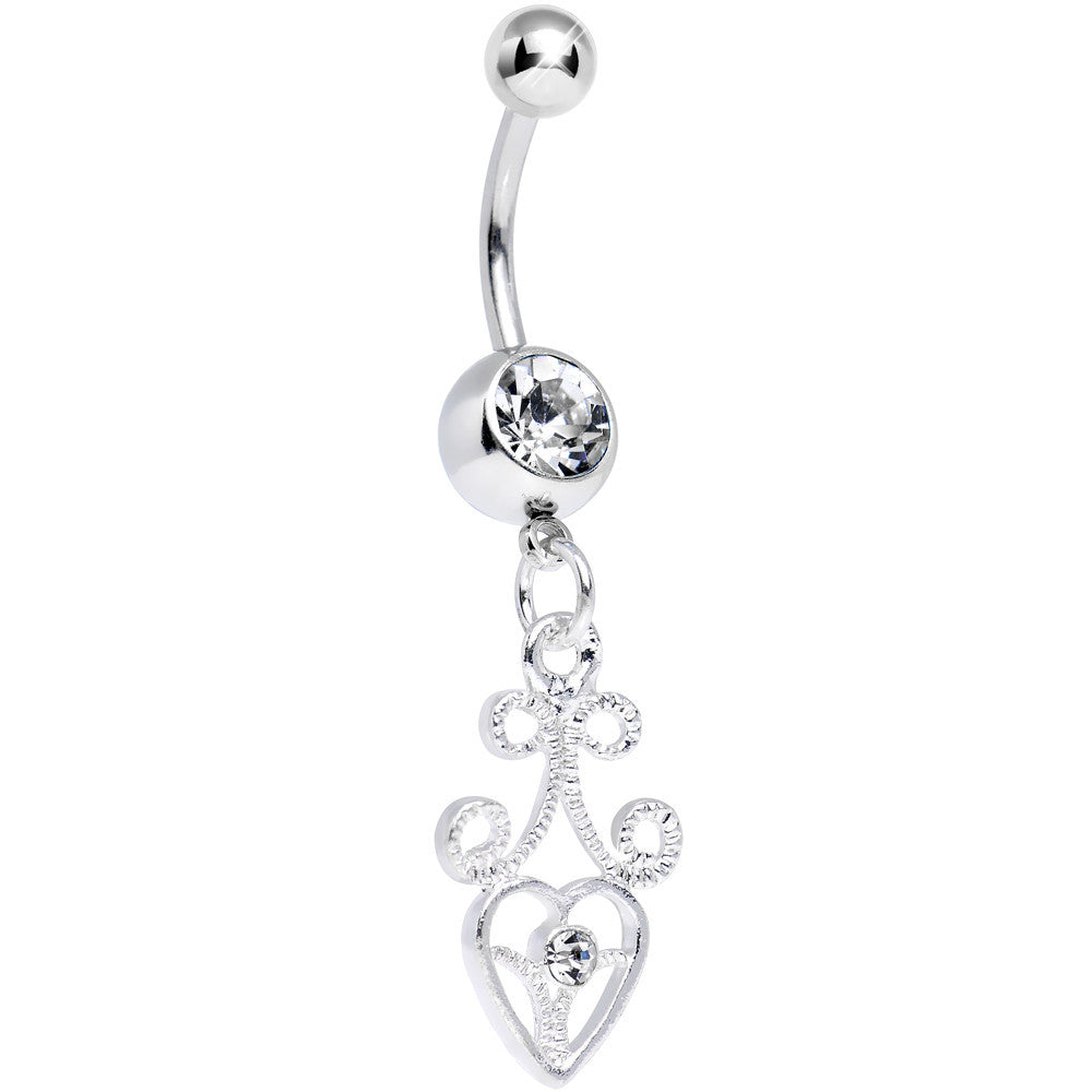 Clear Gem Thrill of the Frill Heart Dangle Belly Ring