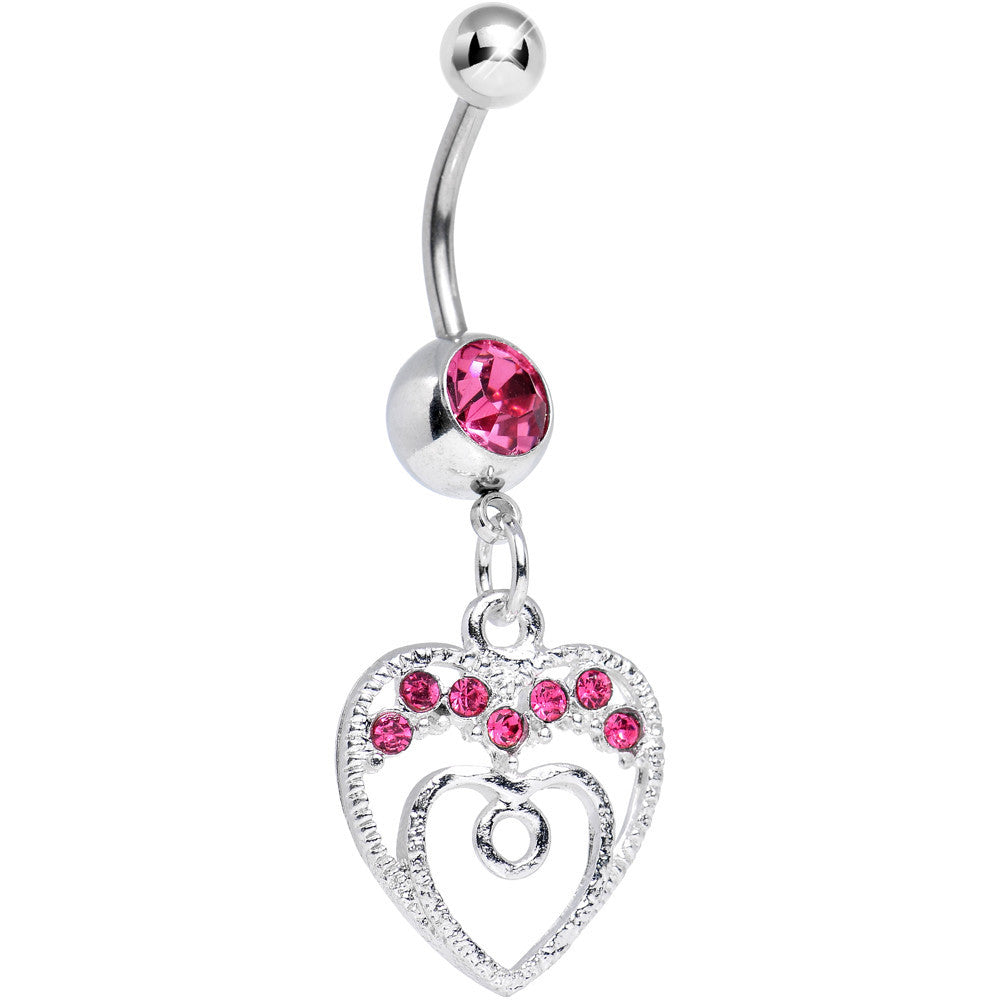 Pink Gem Grow with Love Dangle Belly Ring