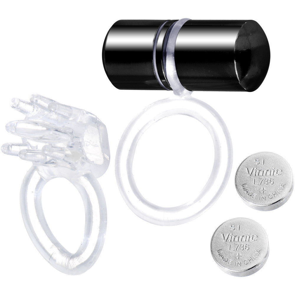 Black Titanium Lix Oral Vibrator Non-Pierced Double Ring Set