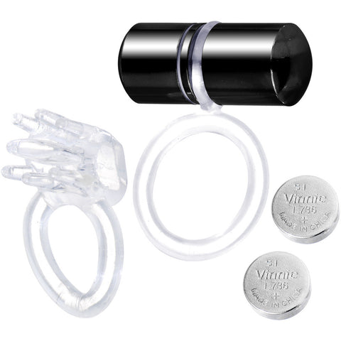 Black Titanium Lix Oral Vibrator Non-Pierced Double Ring Set Black Titanium Lix Oral Vibrator Non-Pierced Double Ring Set