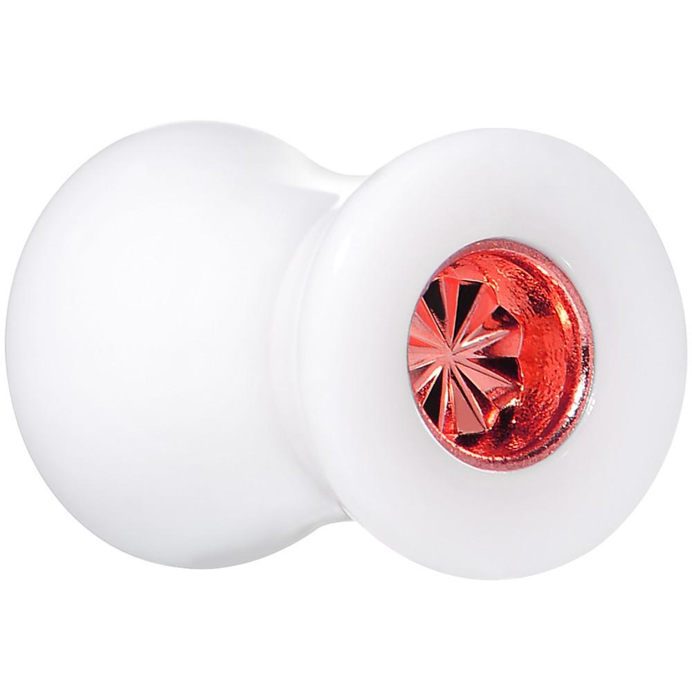 White Acrylic Red Flashy Tire Rim Saddle Plug 2G to 20mm
