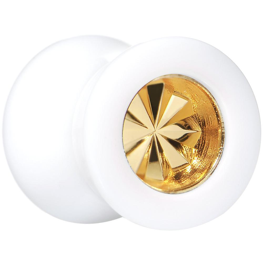White Acrylic Gold Flashy Tire Rim Saddle Plug 2G to 20mm