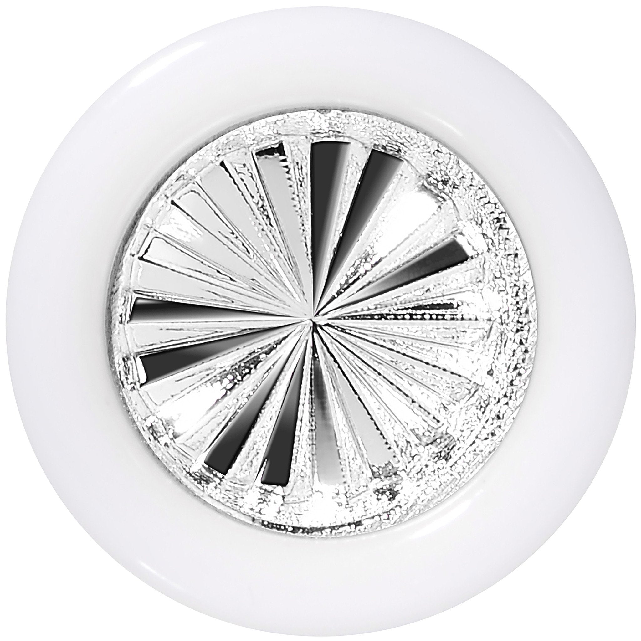 White Acrylic Silver Flashy Tire Rim Saddle Plug 2 Gauge to 20mm