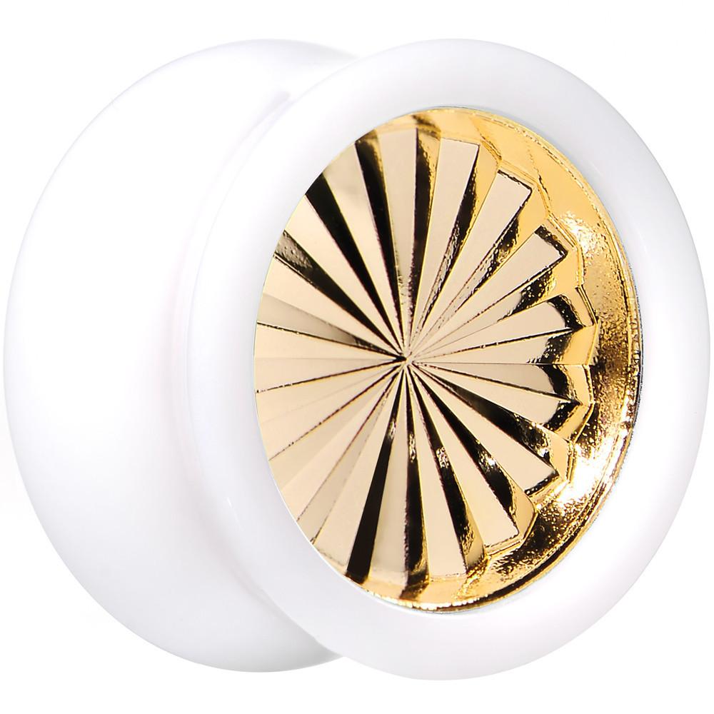 White Acrylic Gold Flashy Tire Rim Saddle Plug 2G to 20mm
