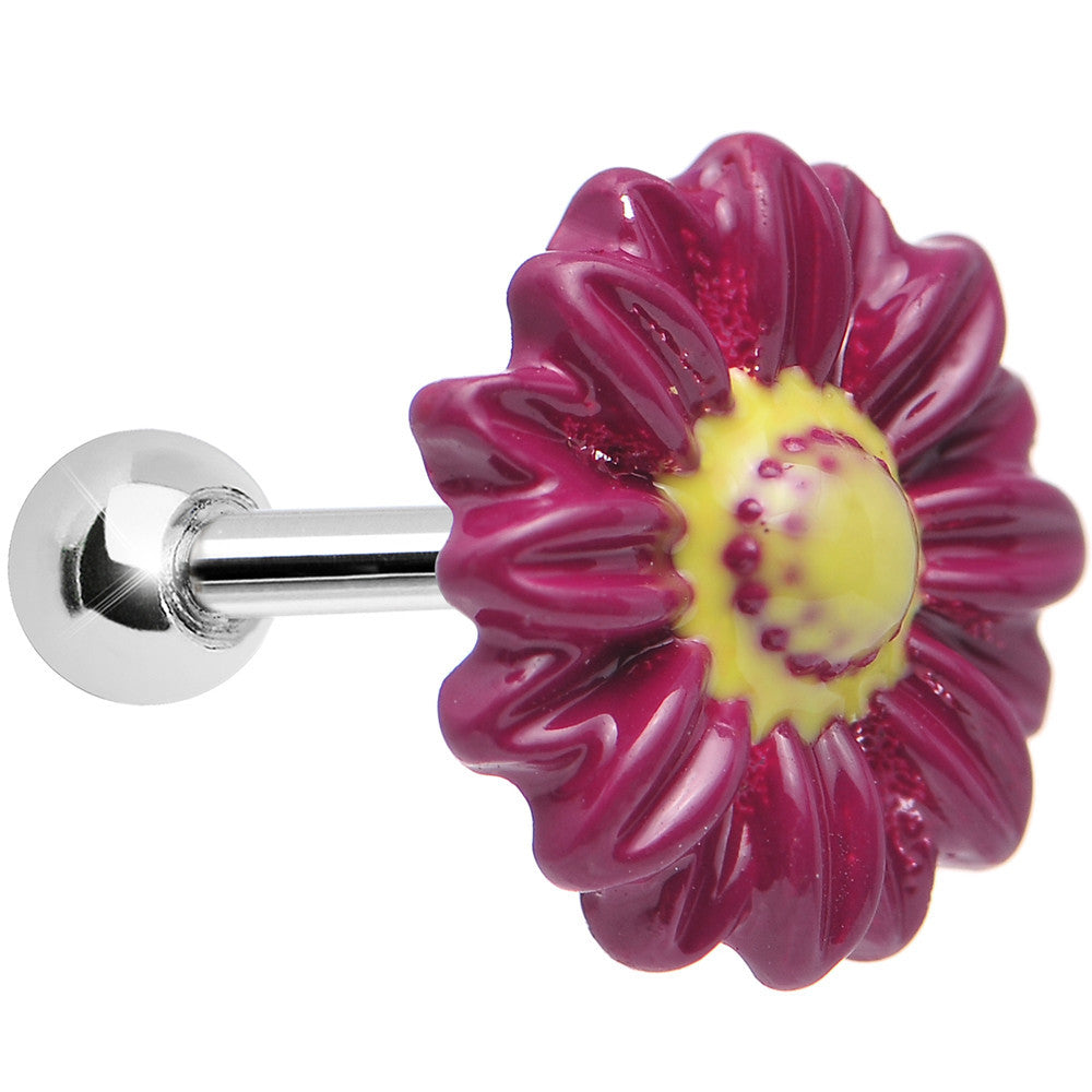 Dark Pink Cheerful Gerbera Daisy Flower Tragus Cartilage Earring