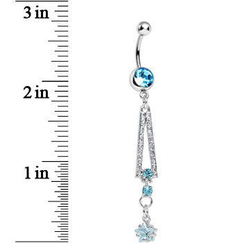Aqua Gem Cosmopolitan Art Deco Triangle Dangle Belly Ring