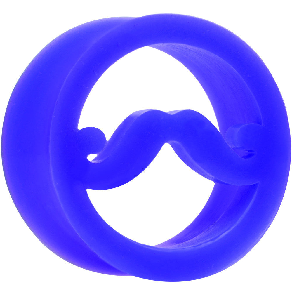 7/8 Blue Silicone Dapper Mustache Tunnel Plug