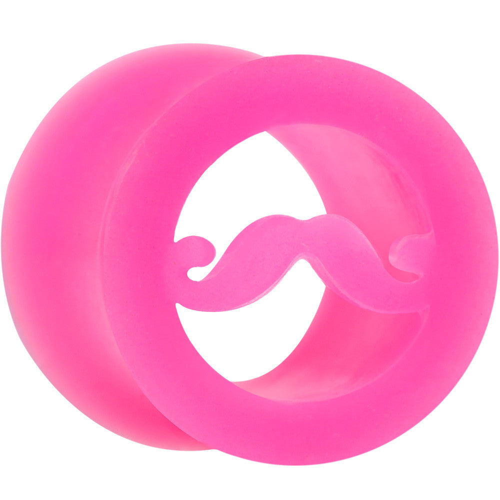 1/2 Pink Silicone Dapper Mustache Tunnel Plug
