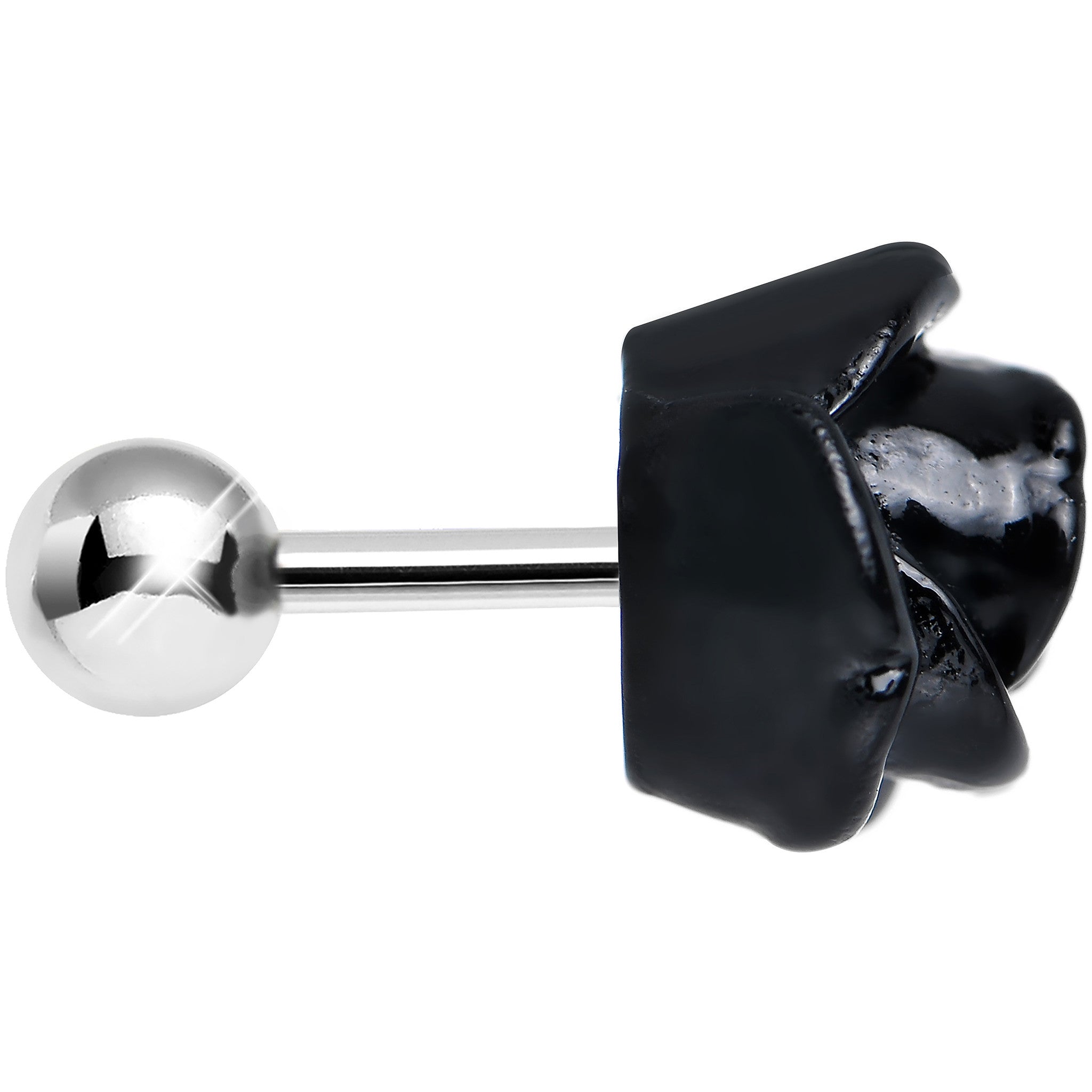 16 Gauge Jet Black Courtship Rose Cartilage Tragus Earring