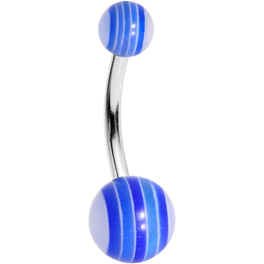 Acrylic Blue Sea Striped Belly Ring