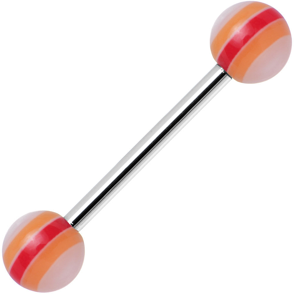 14 Gauge Acrylic Sunny Tones Striped Straight Barbell Tongue Ring