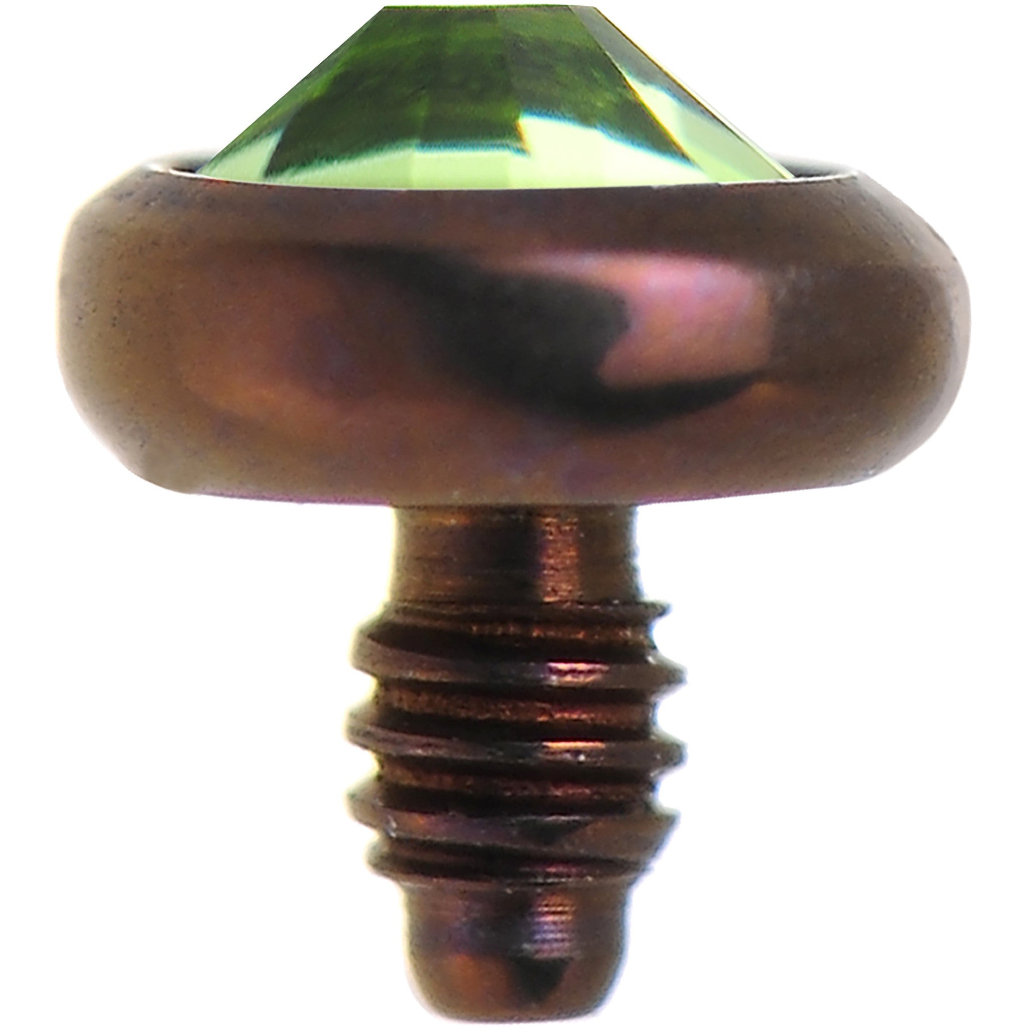14 Gauge 3mm Peridot Green Gem Bronze Anodized Titanium Dermal Top