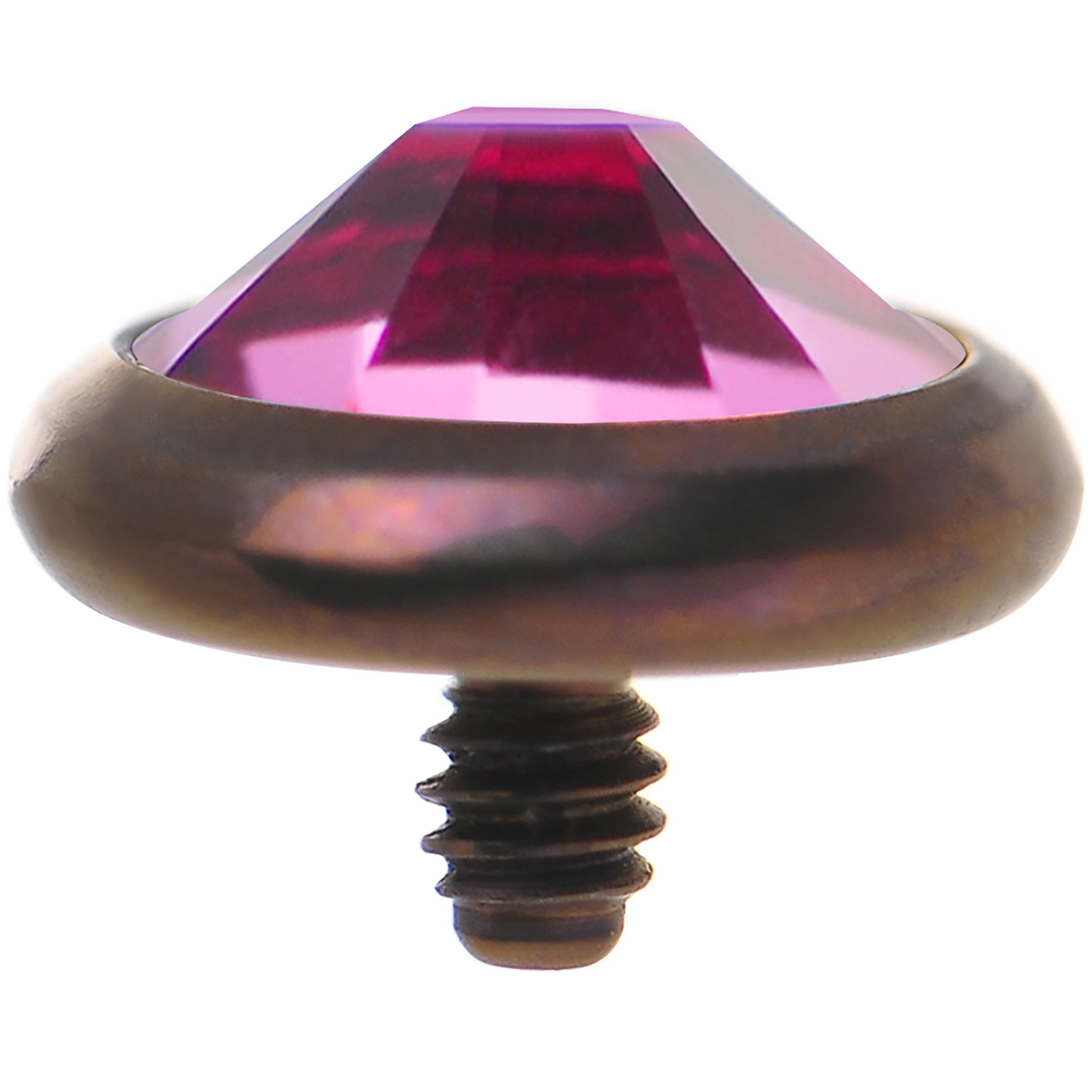 14 Gauge 5mm Pink Gem Bronze Anodized Titanium Dermal Top