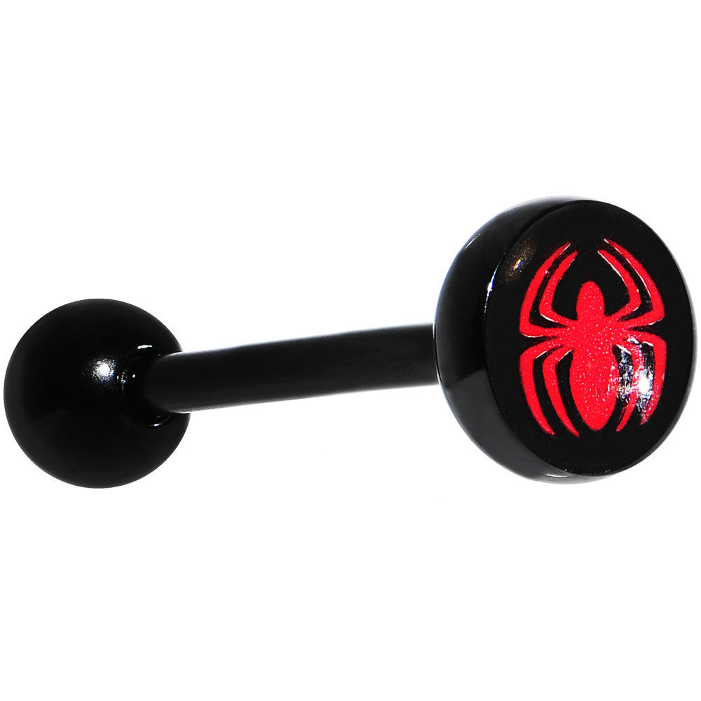 Licensed Red Spider-Man Logo Black PVD Tongue Ring