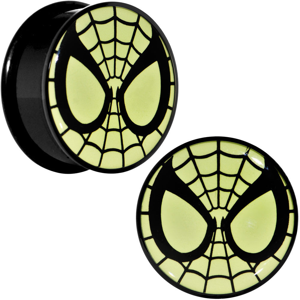 1 inch Licensed Spider-Man Glow in the Dark Screw Fit Plugs Set
